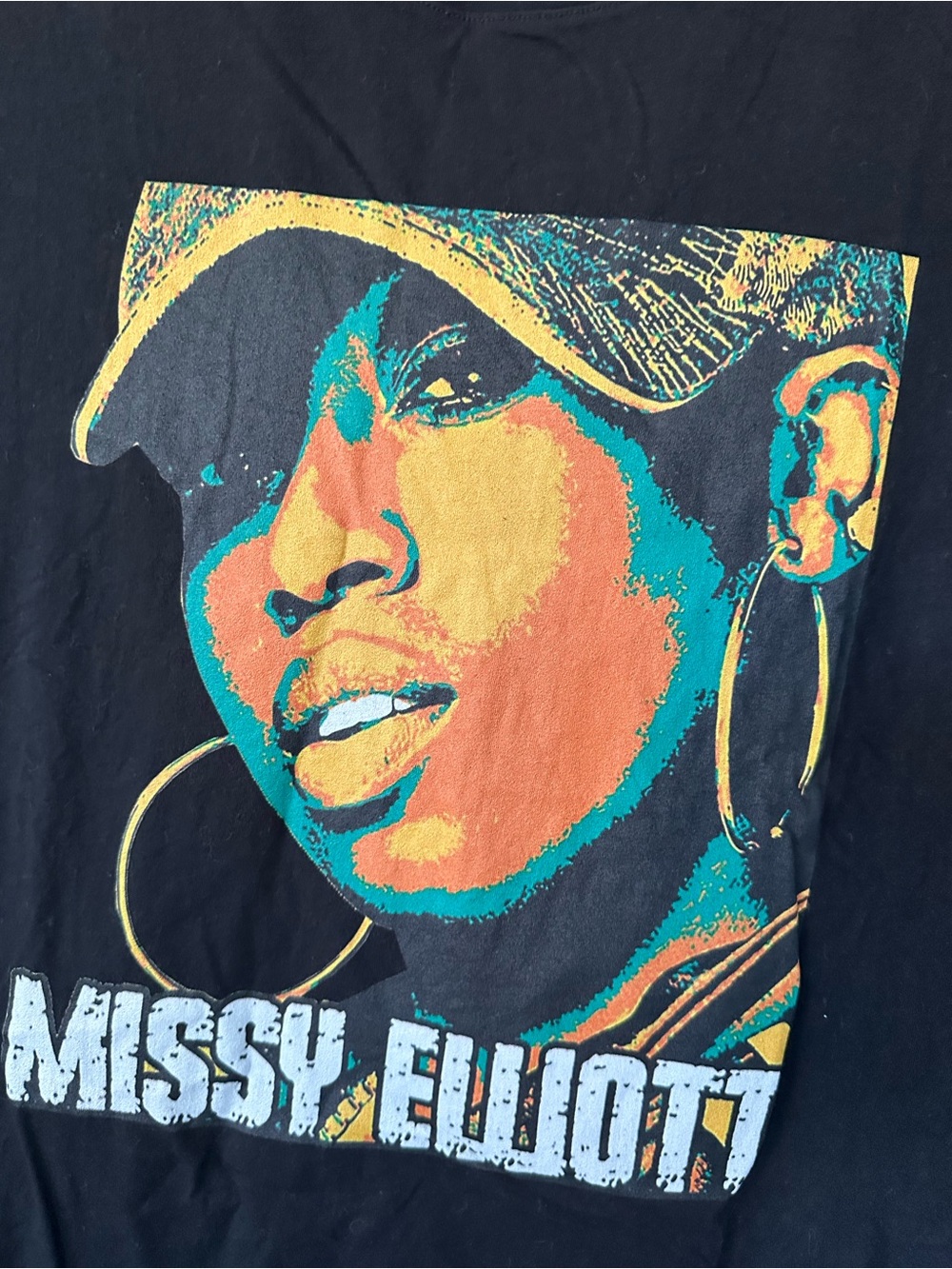 Missy Elliott Graphic Black Tee - Vibrant Portrait - Picture 2 of 4
